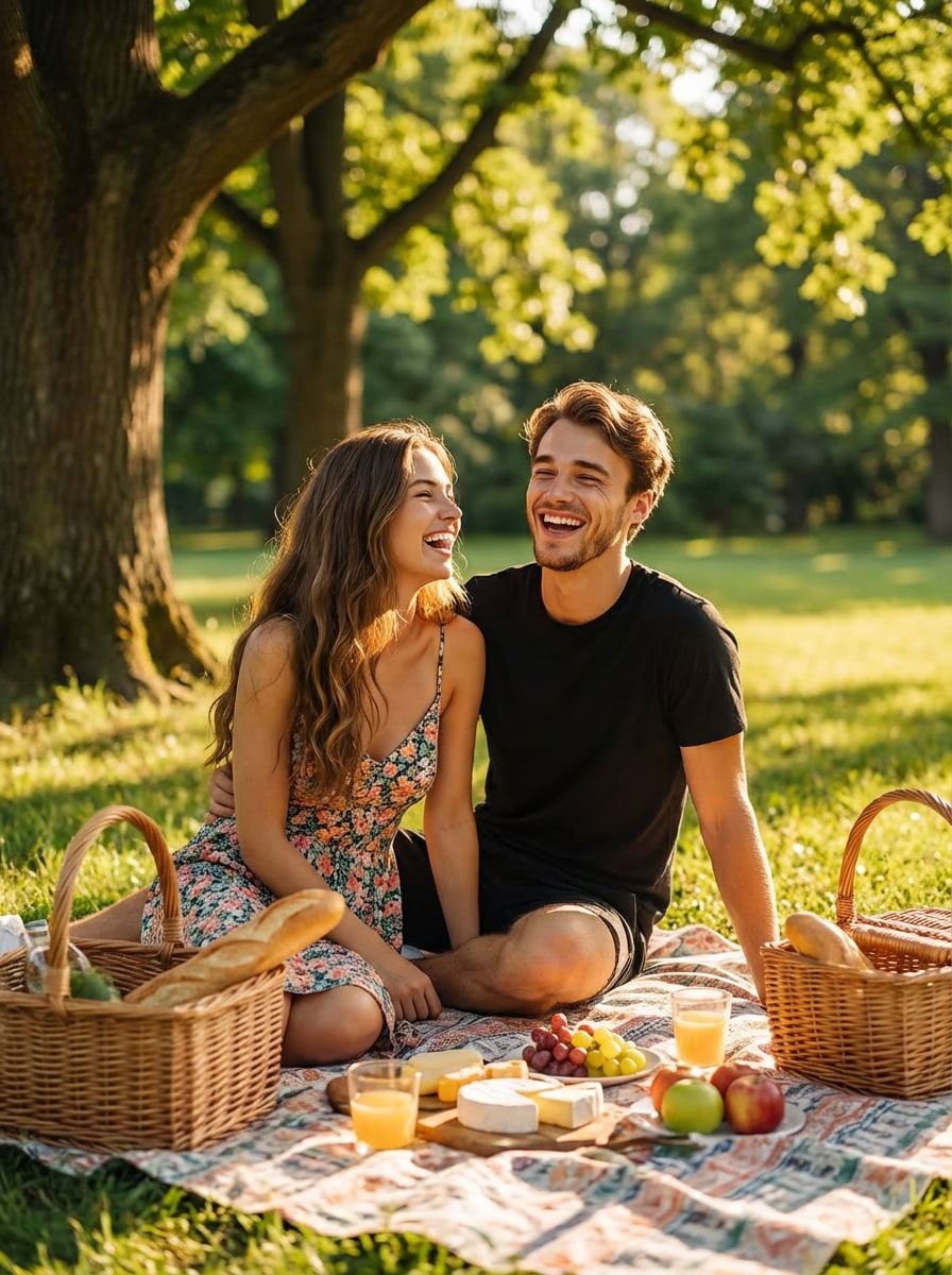 AI girlfriend outdoor picnic date
