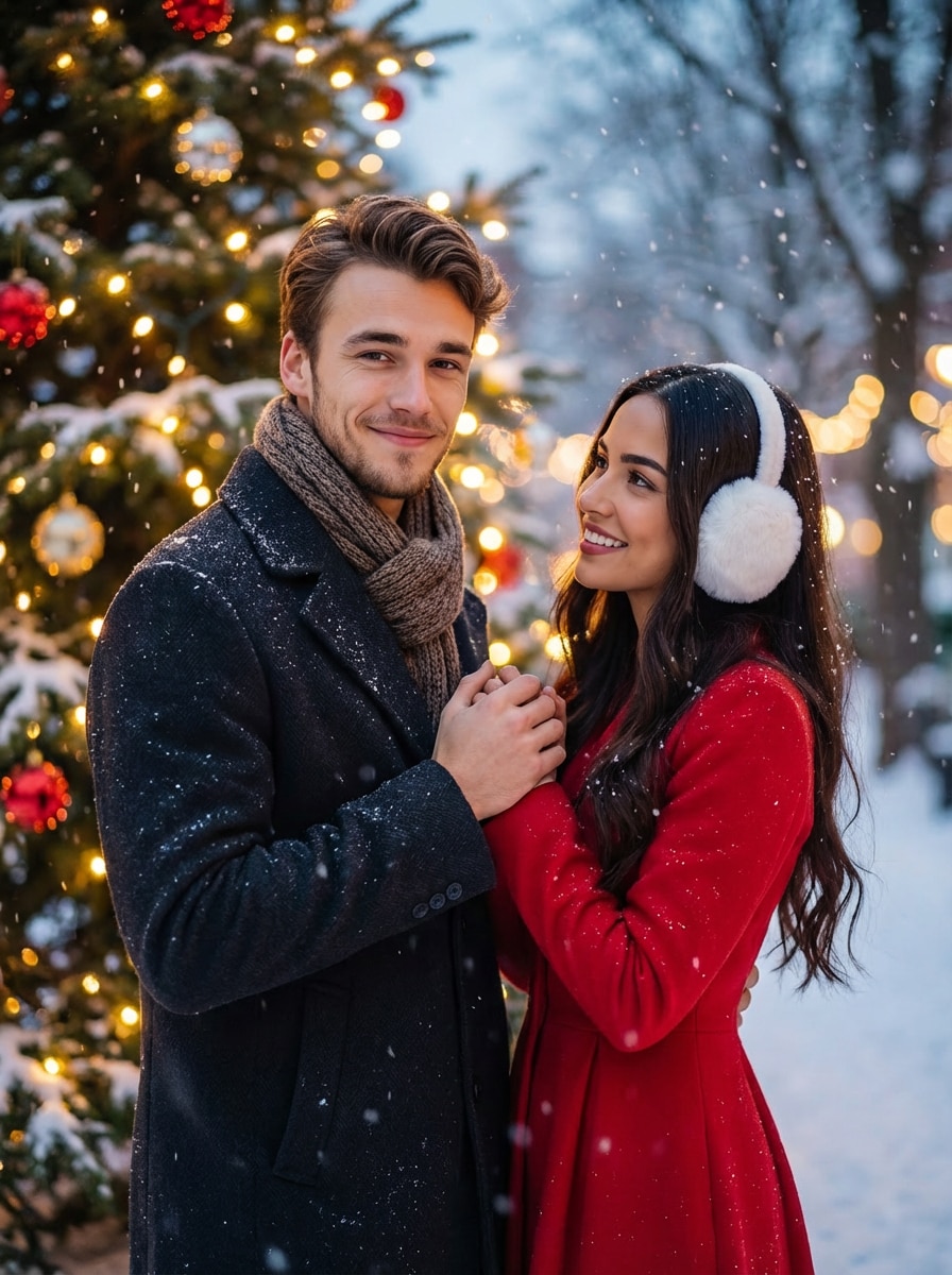 AI girlfriend cozy winter couple