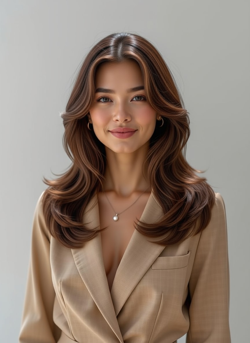 Gemini hairstyle prompt - long layered waves