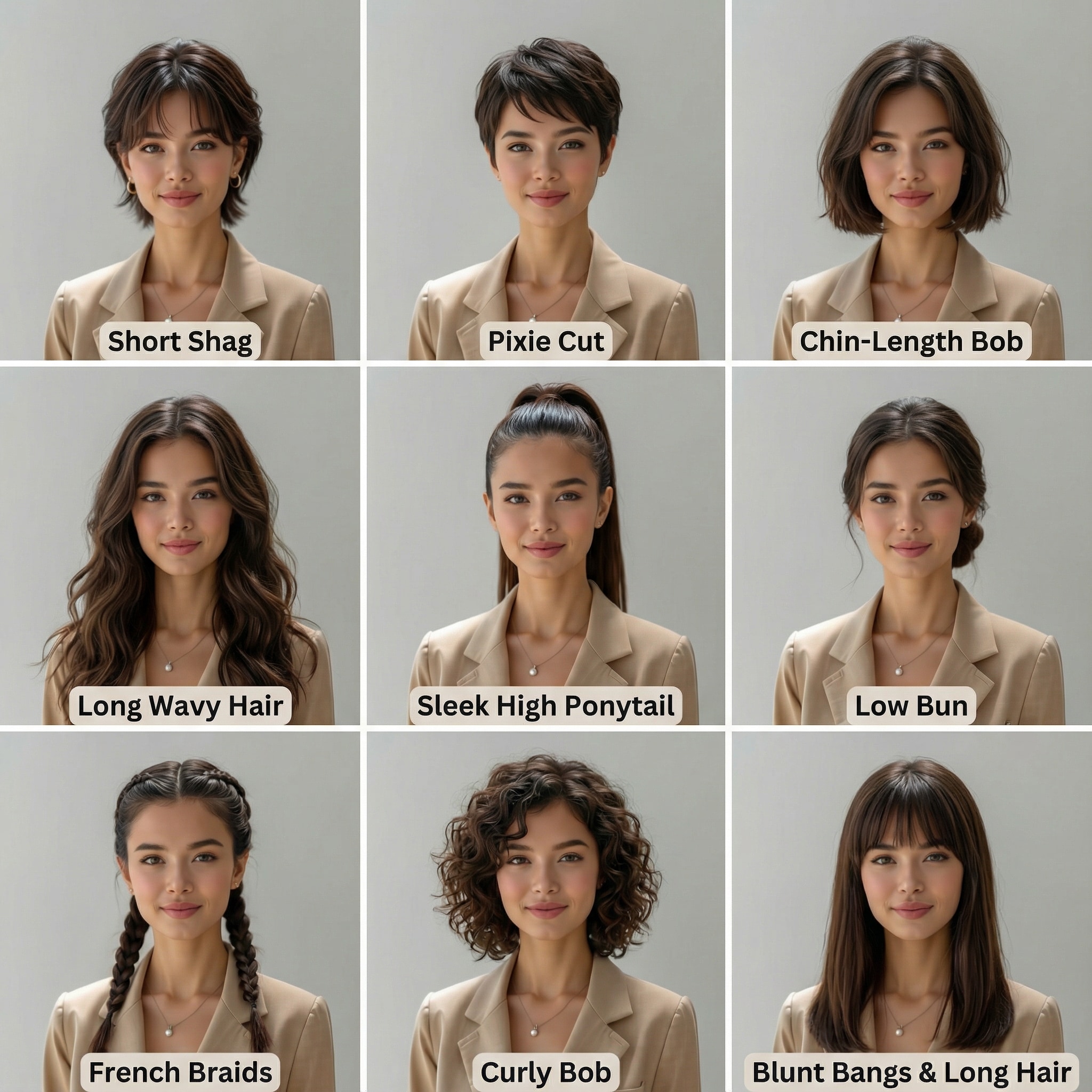 Nano Banana Pro female AI hairstyle grid