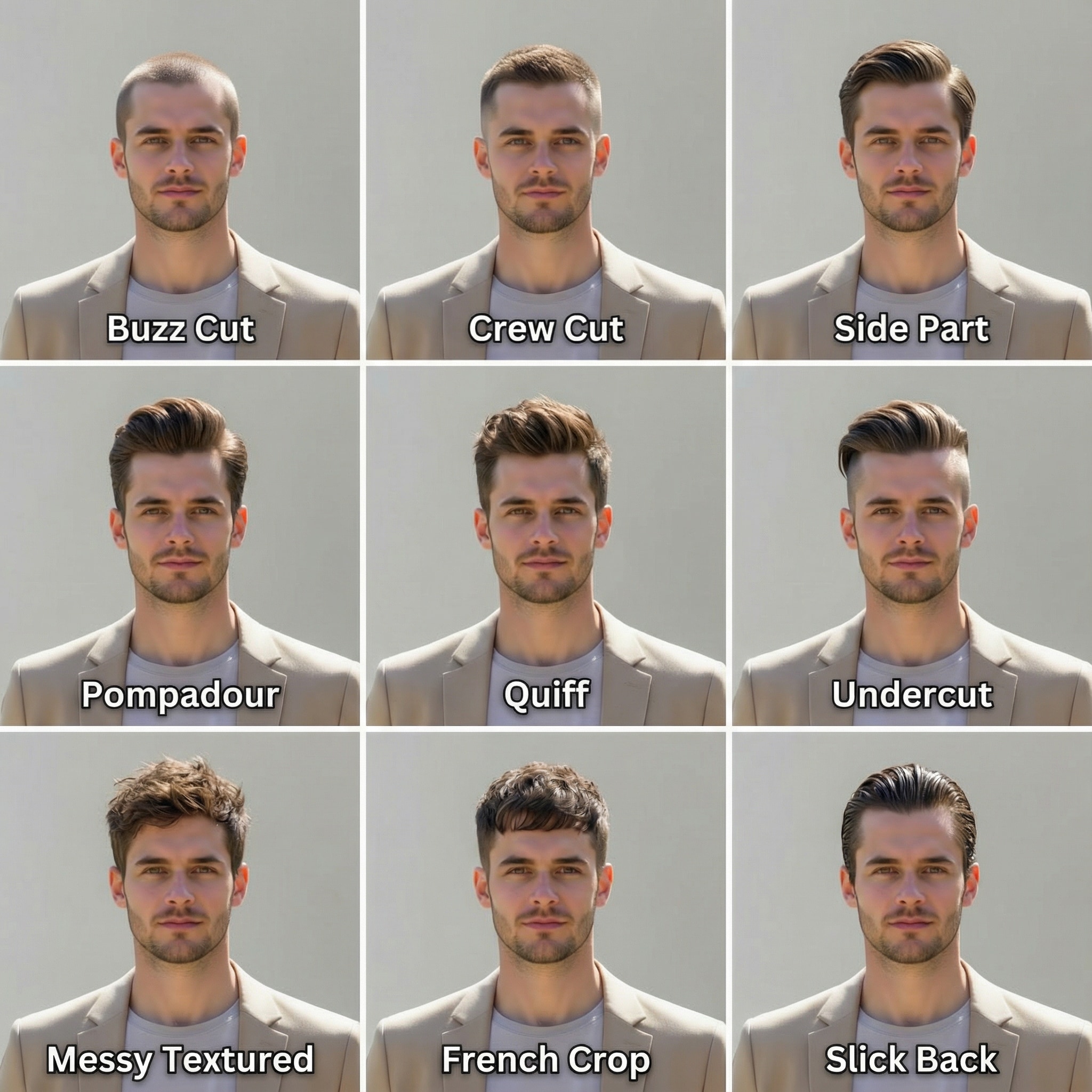 Nano Banana Pro male AI hairstyle grid