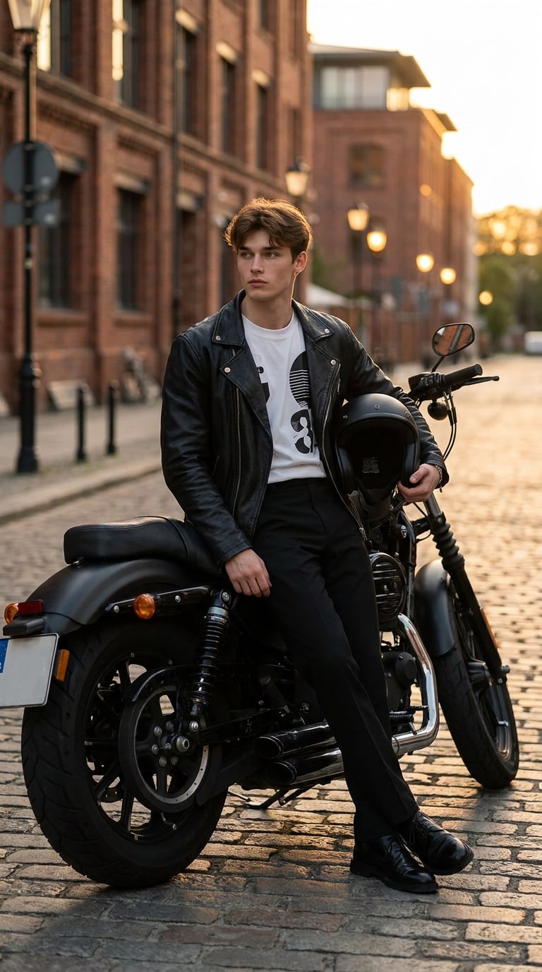 Urban biker AI photo editing prompt