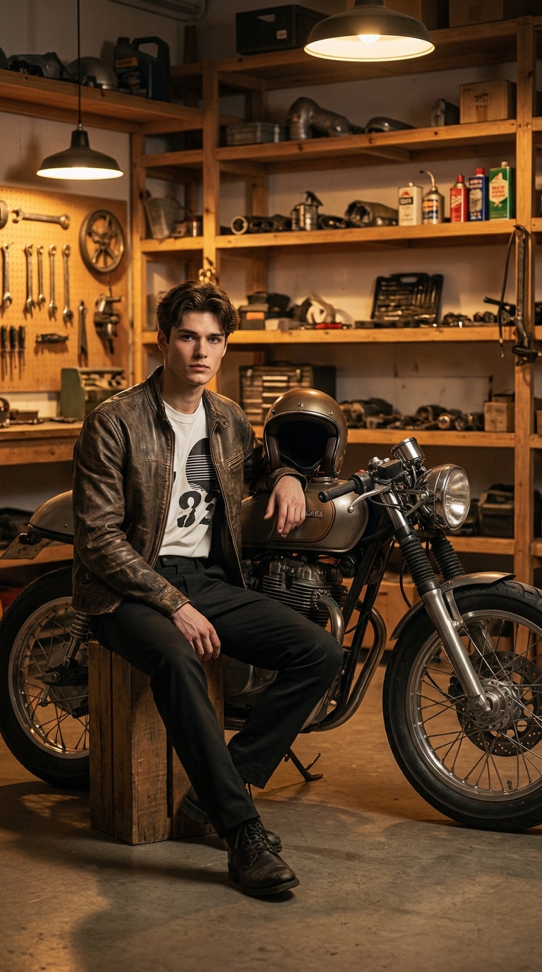 Cafe racer garage AI prompt