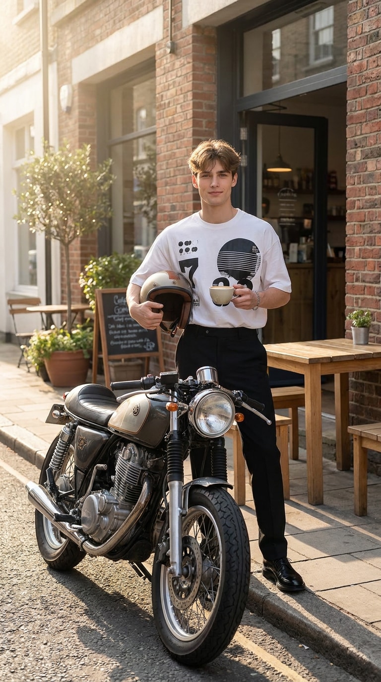 Retro cafe racer morning prompt