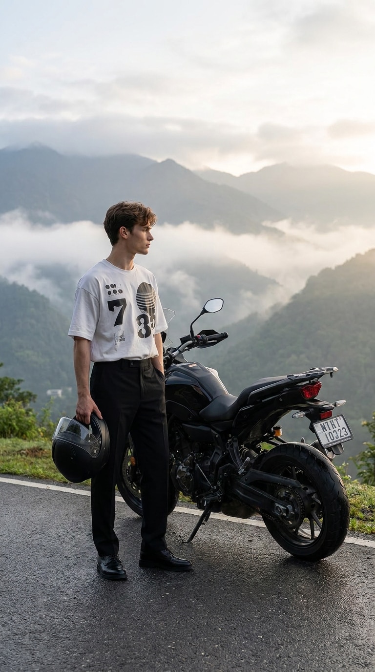 Mountain road rider prompt