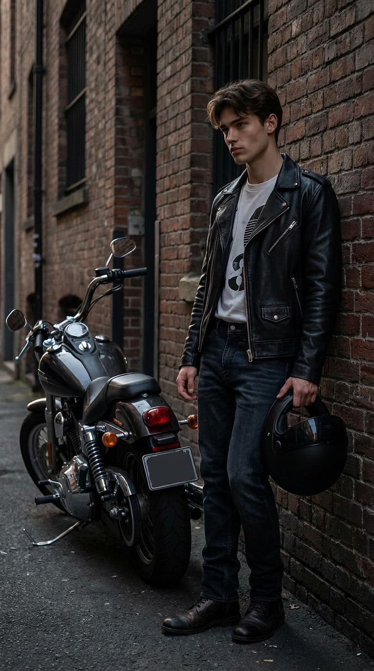 Black leather biker prompt