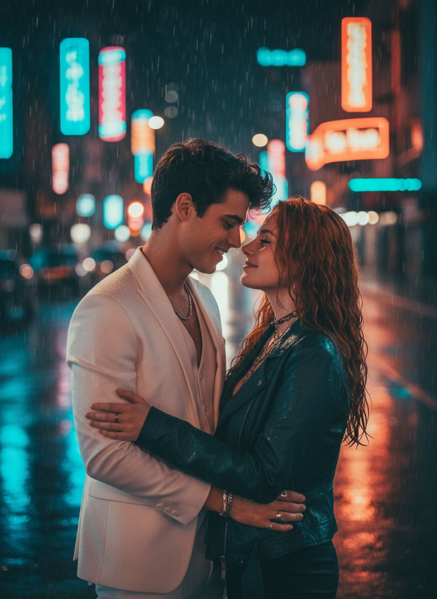 Cinematic Night Couple Portrait