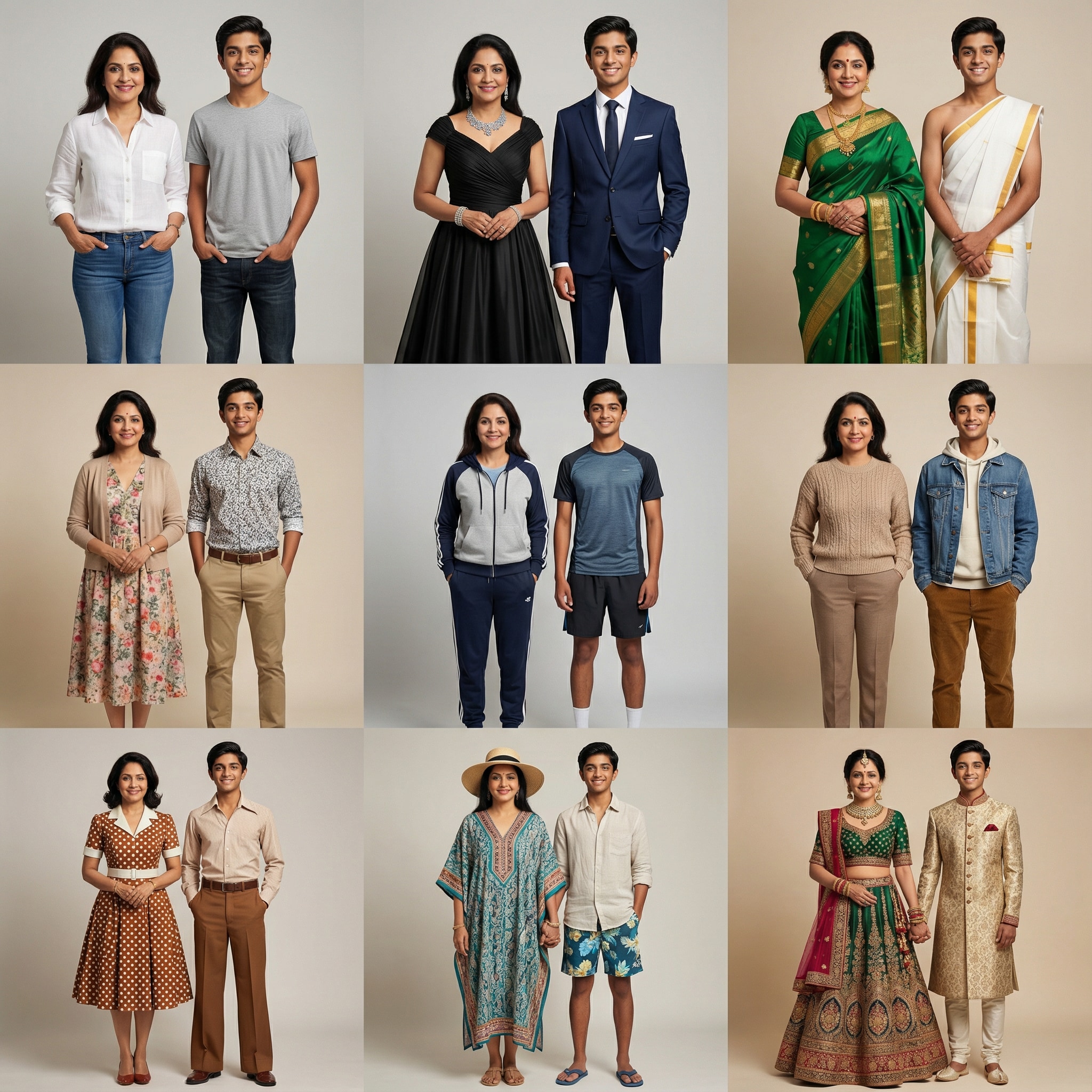 Nano Banana Pro Mother & Son Outfit Grid