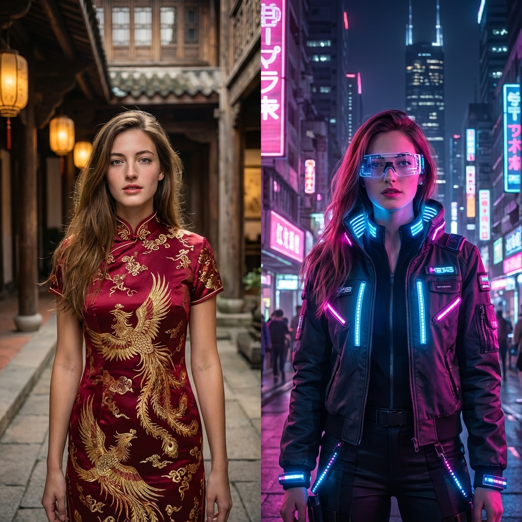 2-grid traditional vs modern outfit comparison