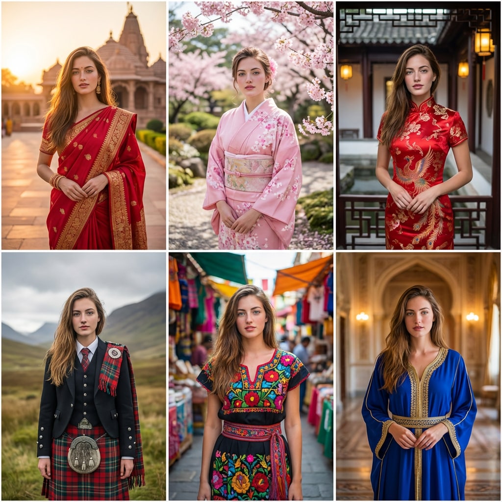 6-grid global traditional attire series