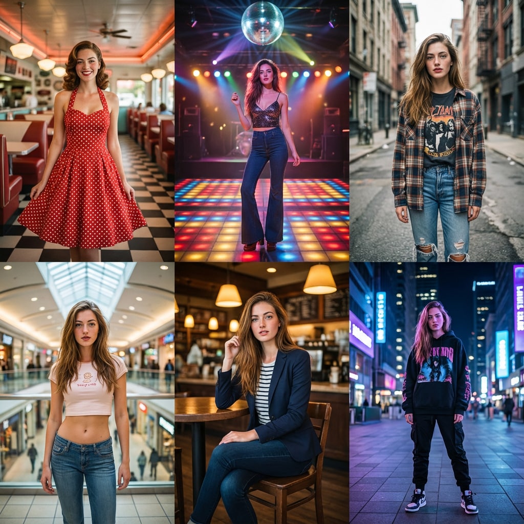 6-grid fashion evolution through decades