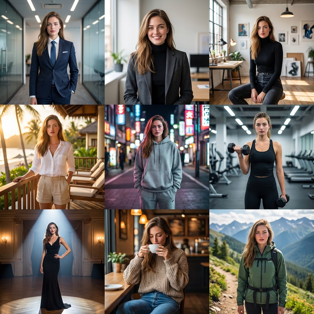 AI Clothes Changer - 3x3 Wardrobe Grid