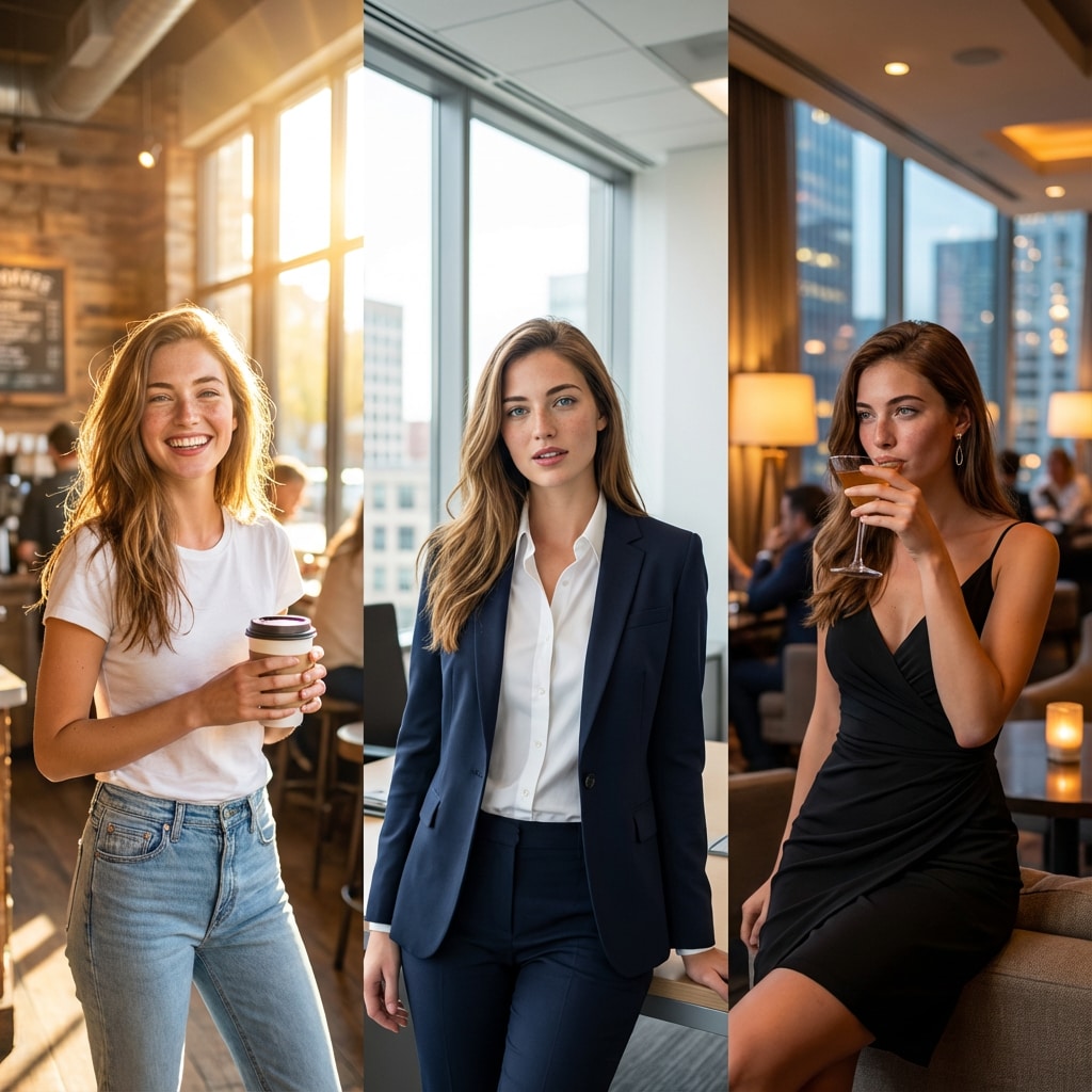 3-grid day to night outfit transformation