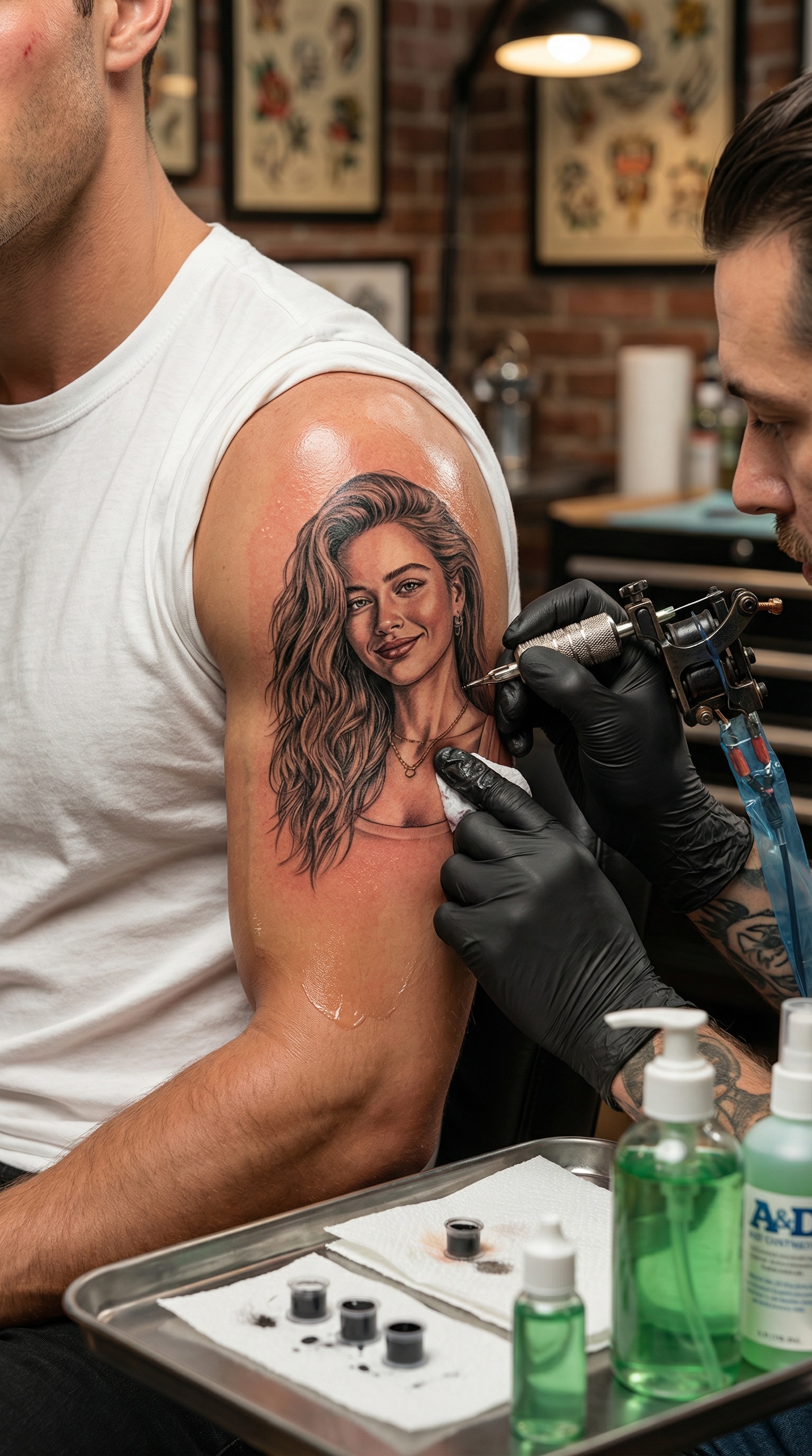 Realistic Tattoo in Progress (Tattoo Machine Scene)