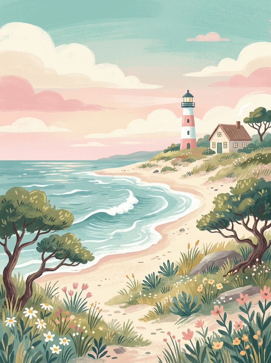 Whimsical Seaside Illustration
