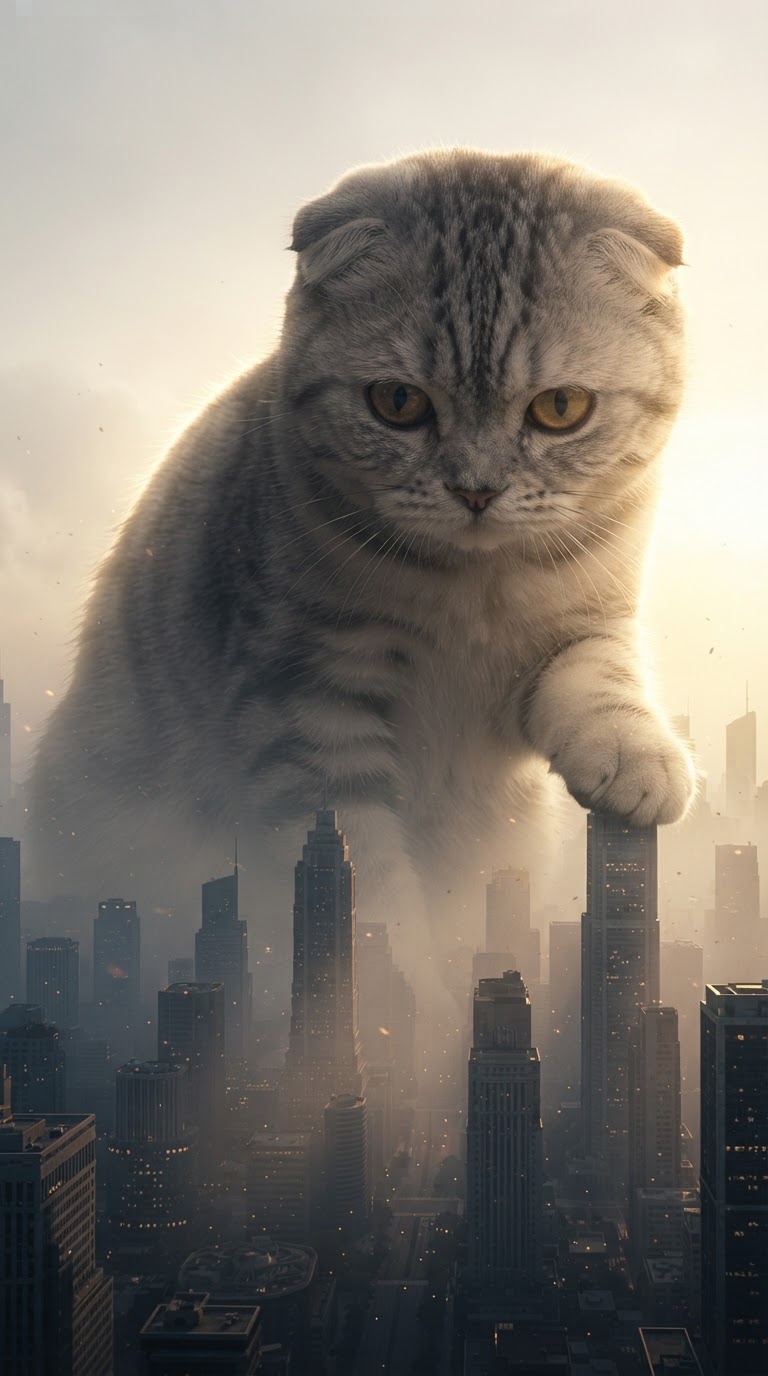 怪獣映画風巨大ペットAI画像
