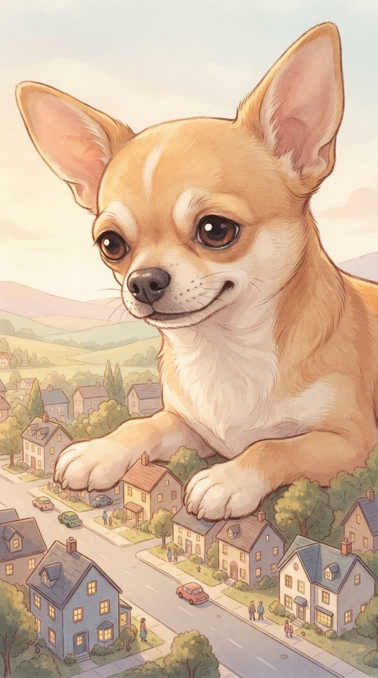 絵本風巨大ペットAIイラスト