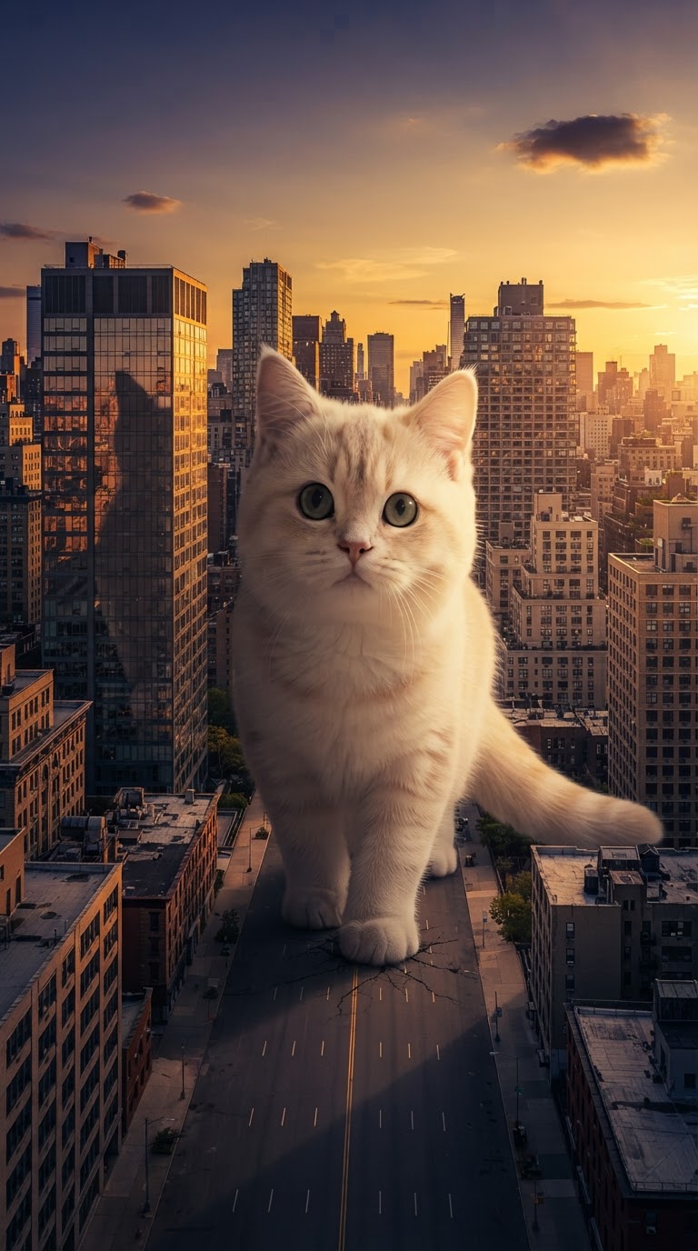 怪獣映画風巨大ペットAI画像