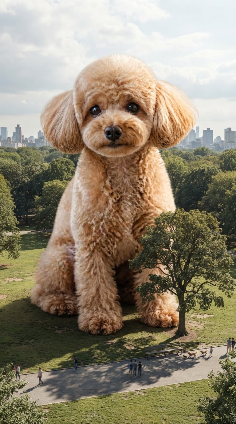 AI巨大犬リアル写真プロンプト