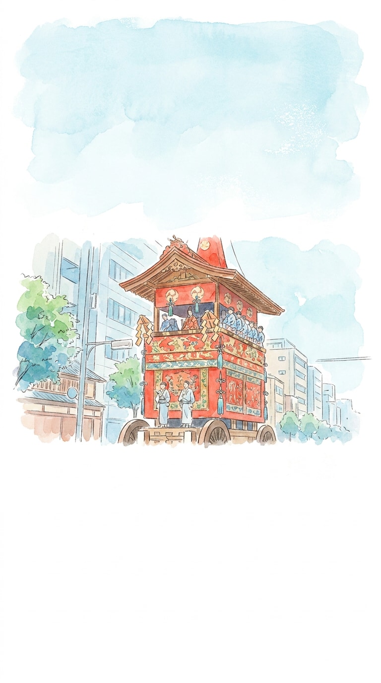 祇園祭水彩イラスト素材