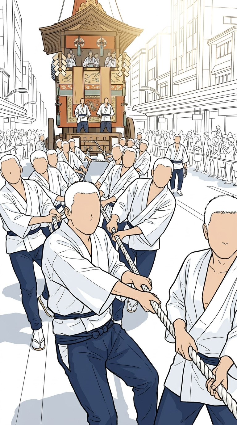 祇園祭曳き手イラスト素材