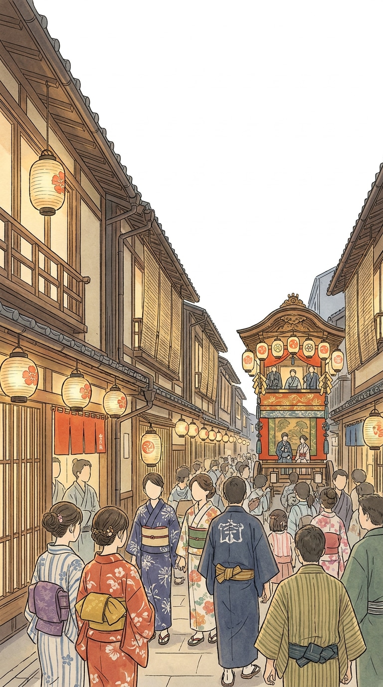 宵山提灯背景AI画像素材