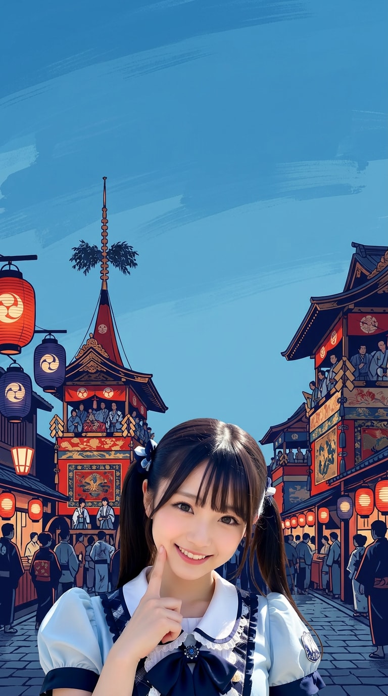 旅行写真を祇園祭イラスト化