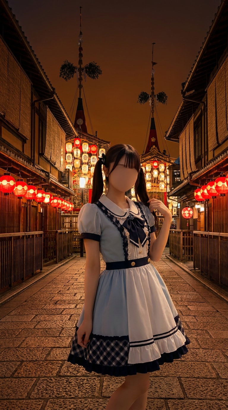 祇園祭ポスター背景に写真加工