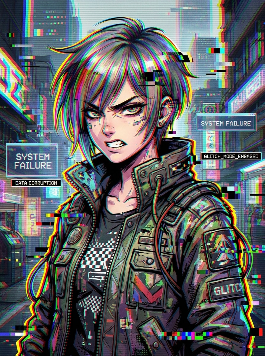 Glitch Art Anime Rebel