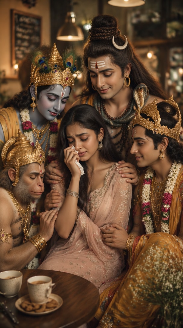 Gods Comforting a Crying Girl Prompt