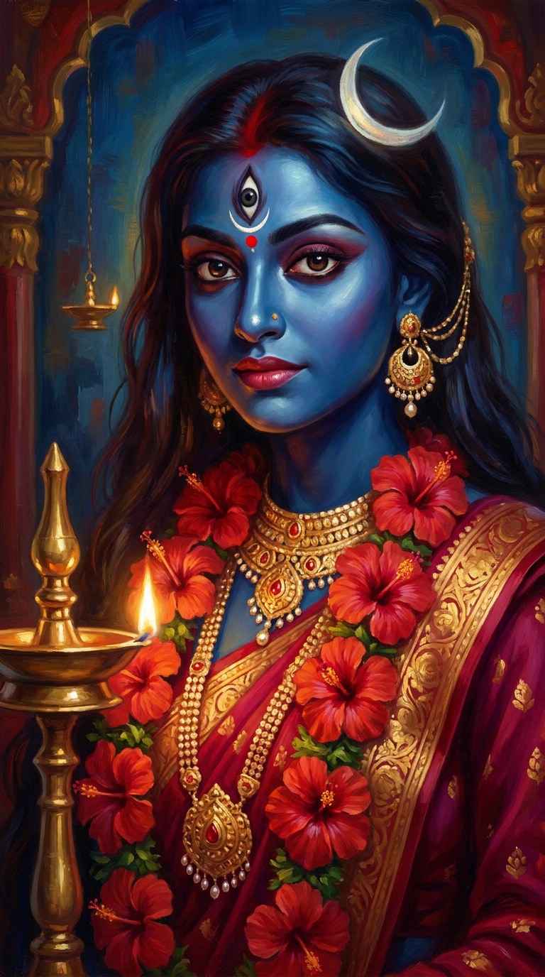 Kali blue red gold aesthetic prompt