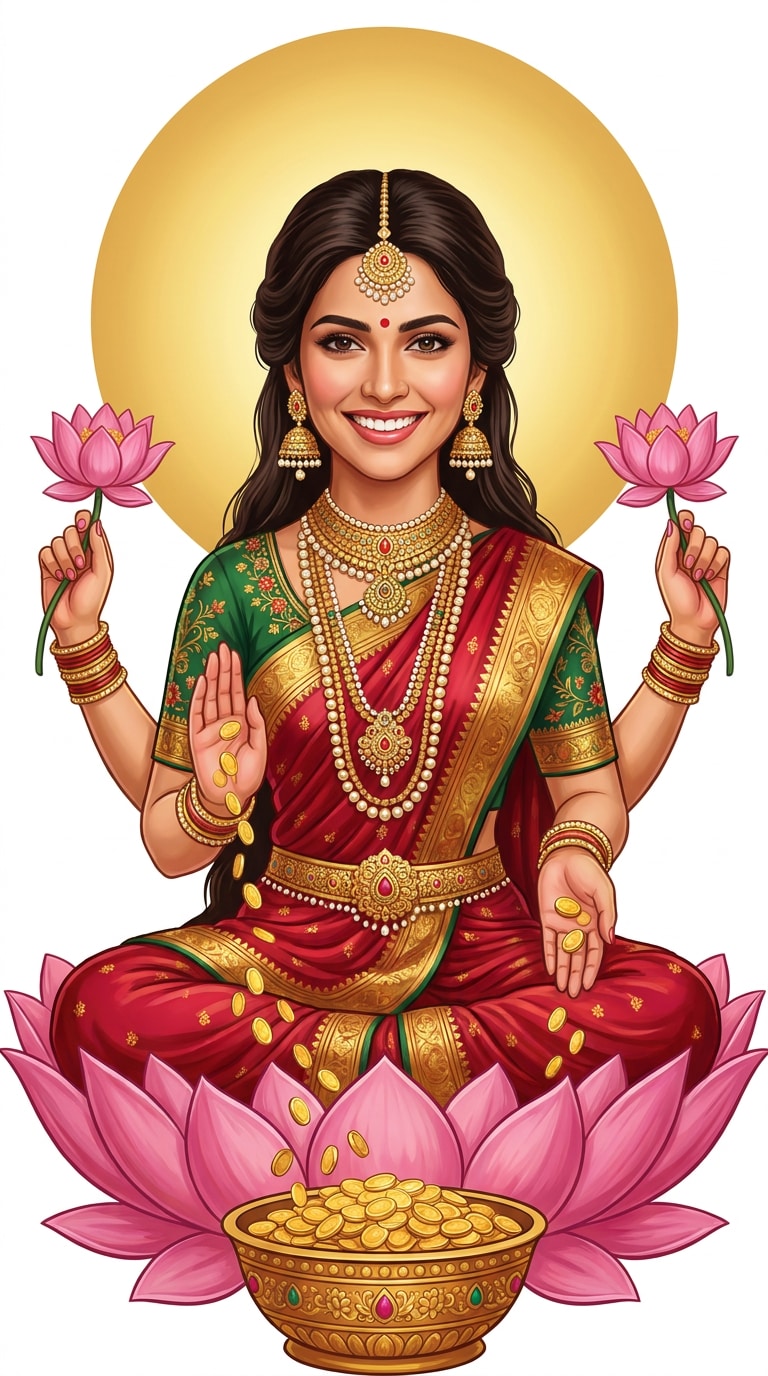 Lakshmi PNG transparent background prompt