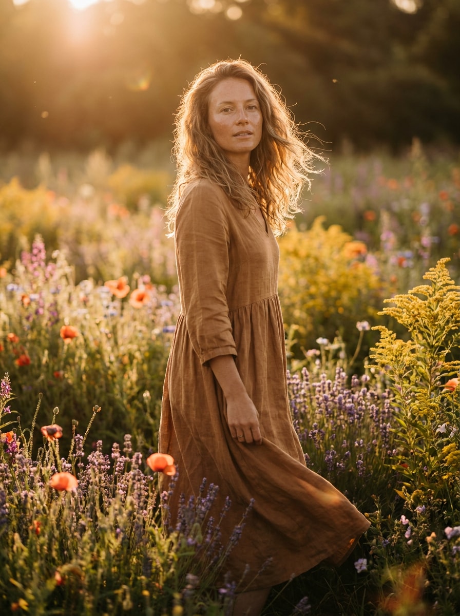 Golden Hour Flower Field