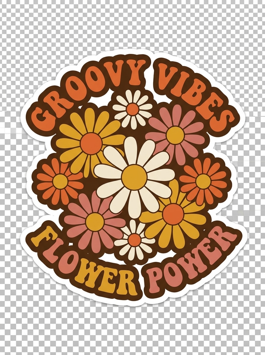 Groovy 70s Floral Decal