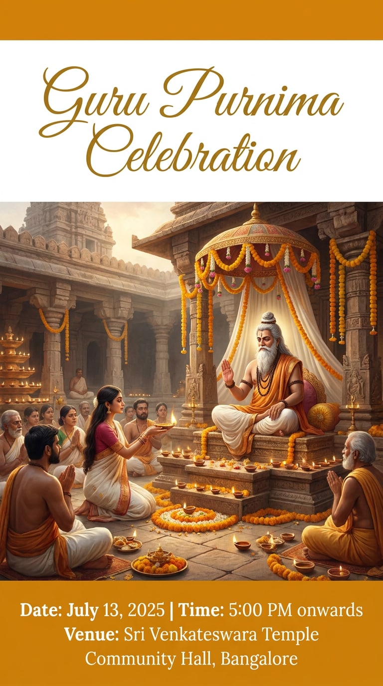 Temple Guru Purnima Community Poster Prompt