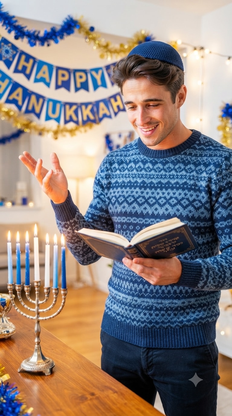 Fair Isle Sweater Prayer Scene Prompt