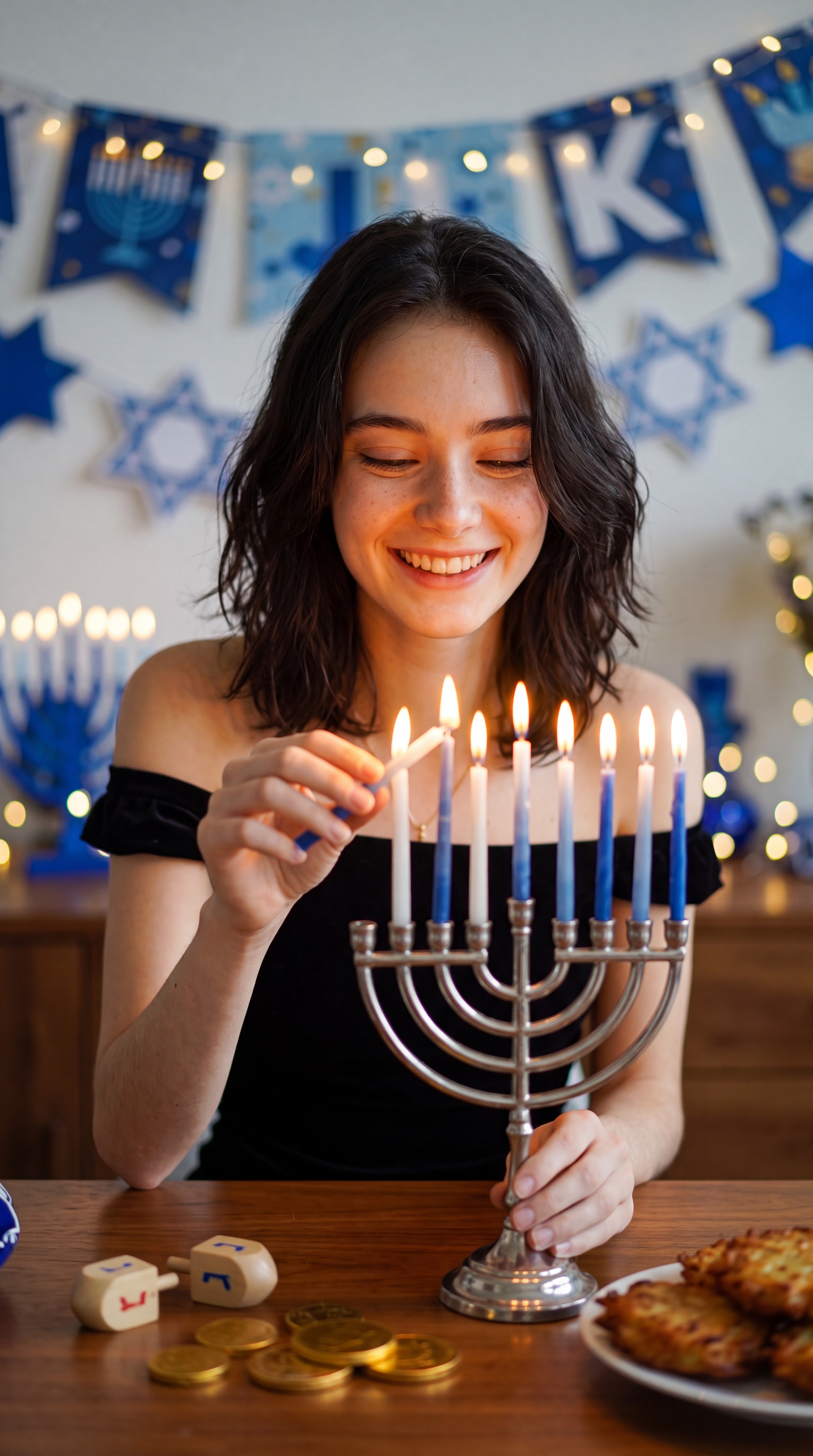 Warm Candlelight Menorah Lighting Prompt