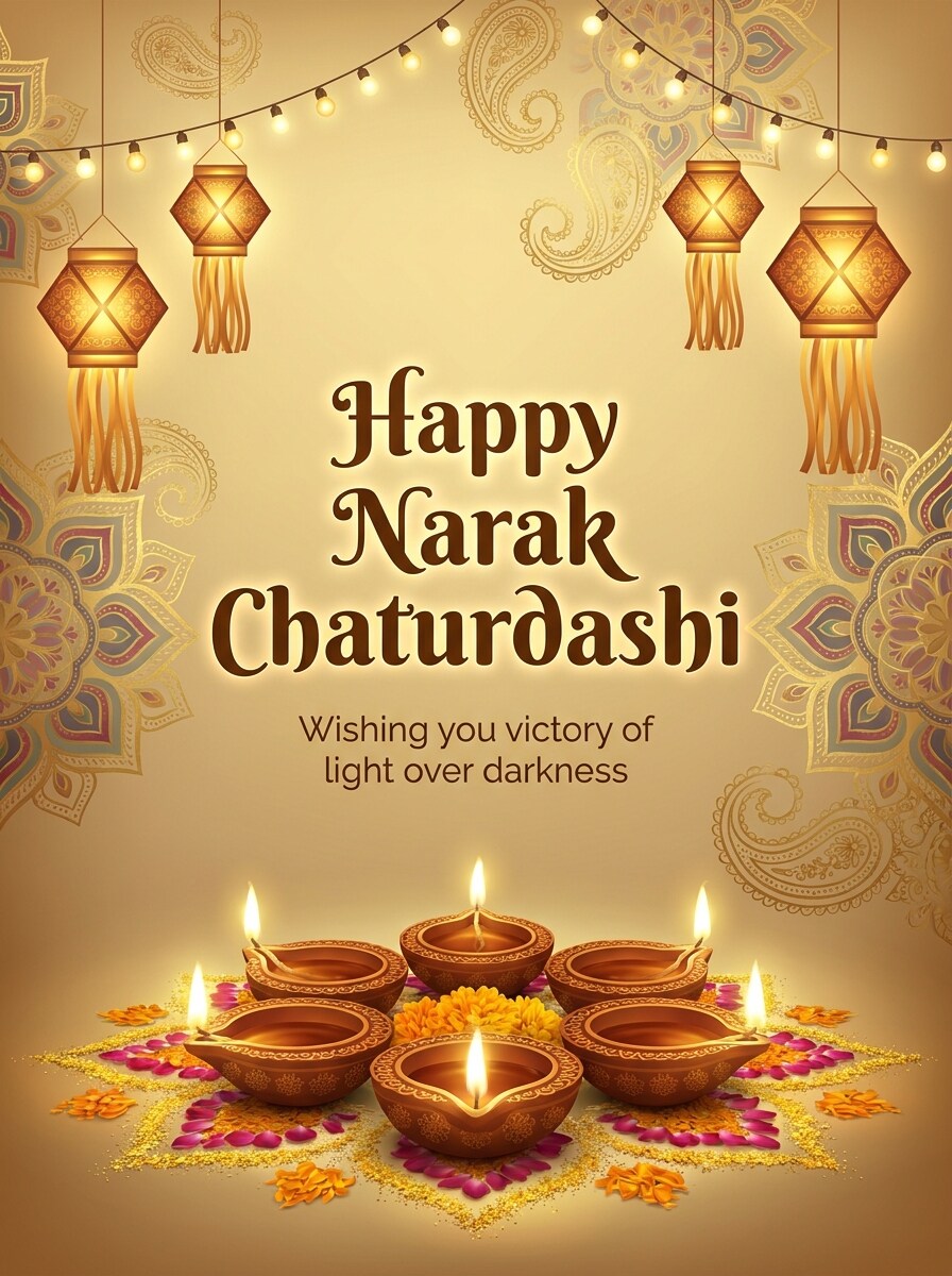 Happy Narak Chaturdashi Greeting Card Poster