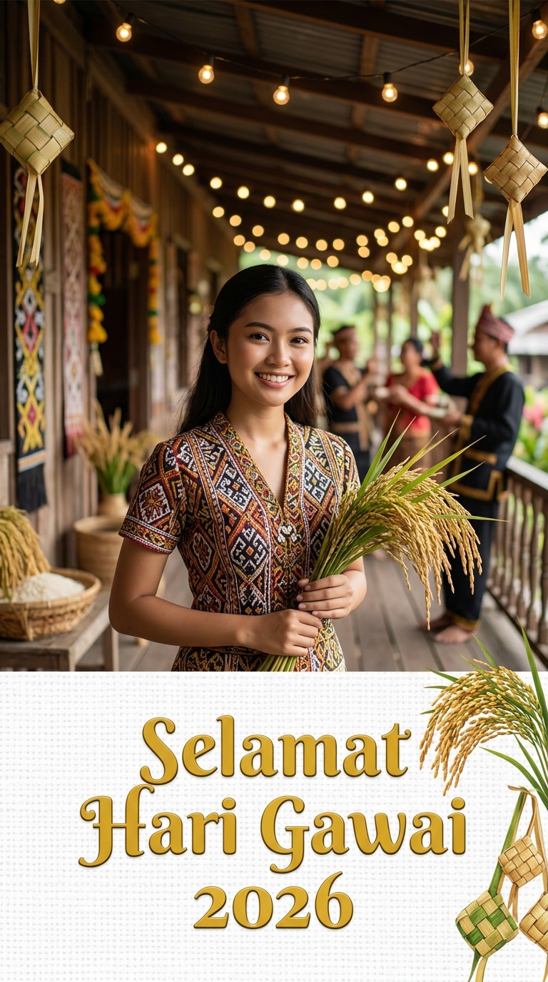 Cheerful Hari Gawai Social Poster