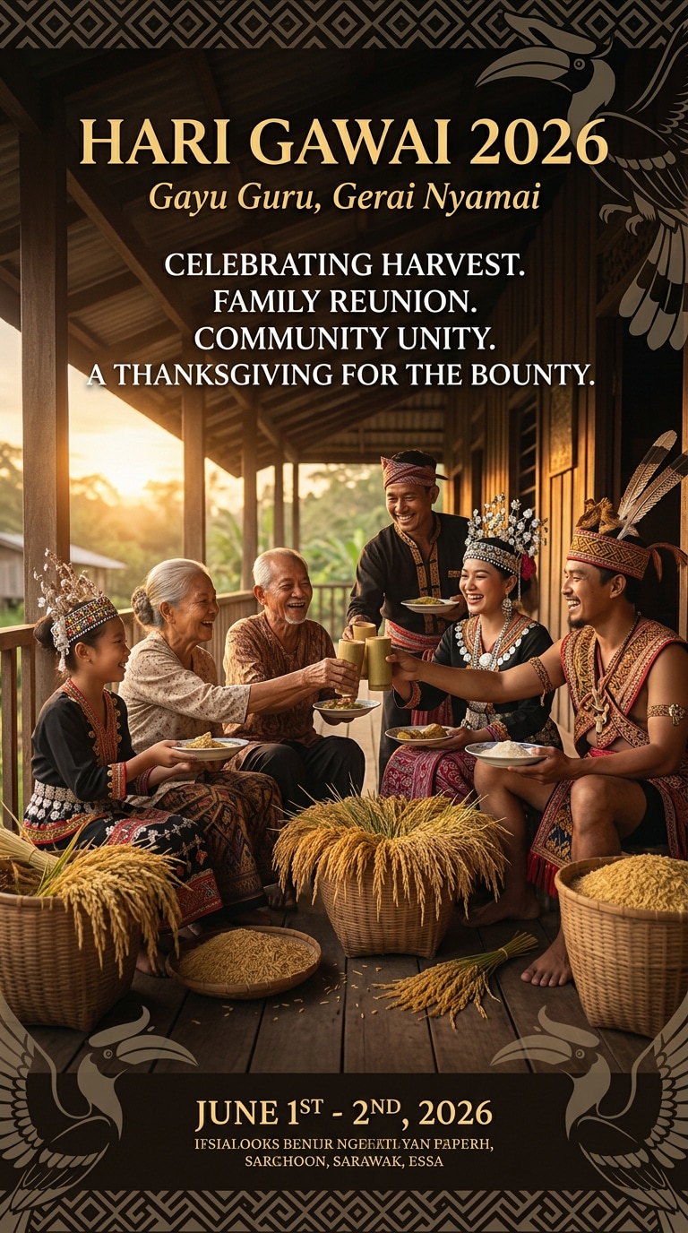 Hari Gawai Unity and Thanksgiving Poster