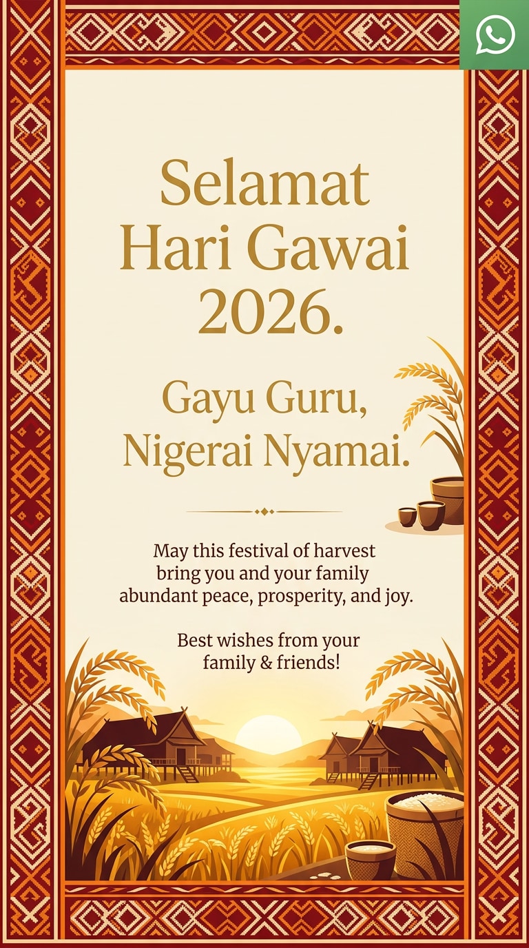 WhatsApp Hari Gawai Greeting Card