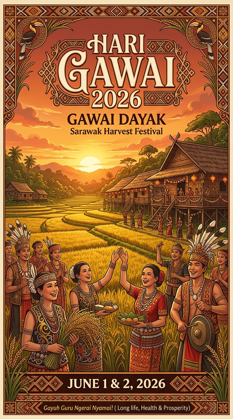 Selamat Hari Gawai Greeting Card AI Poster