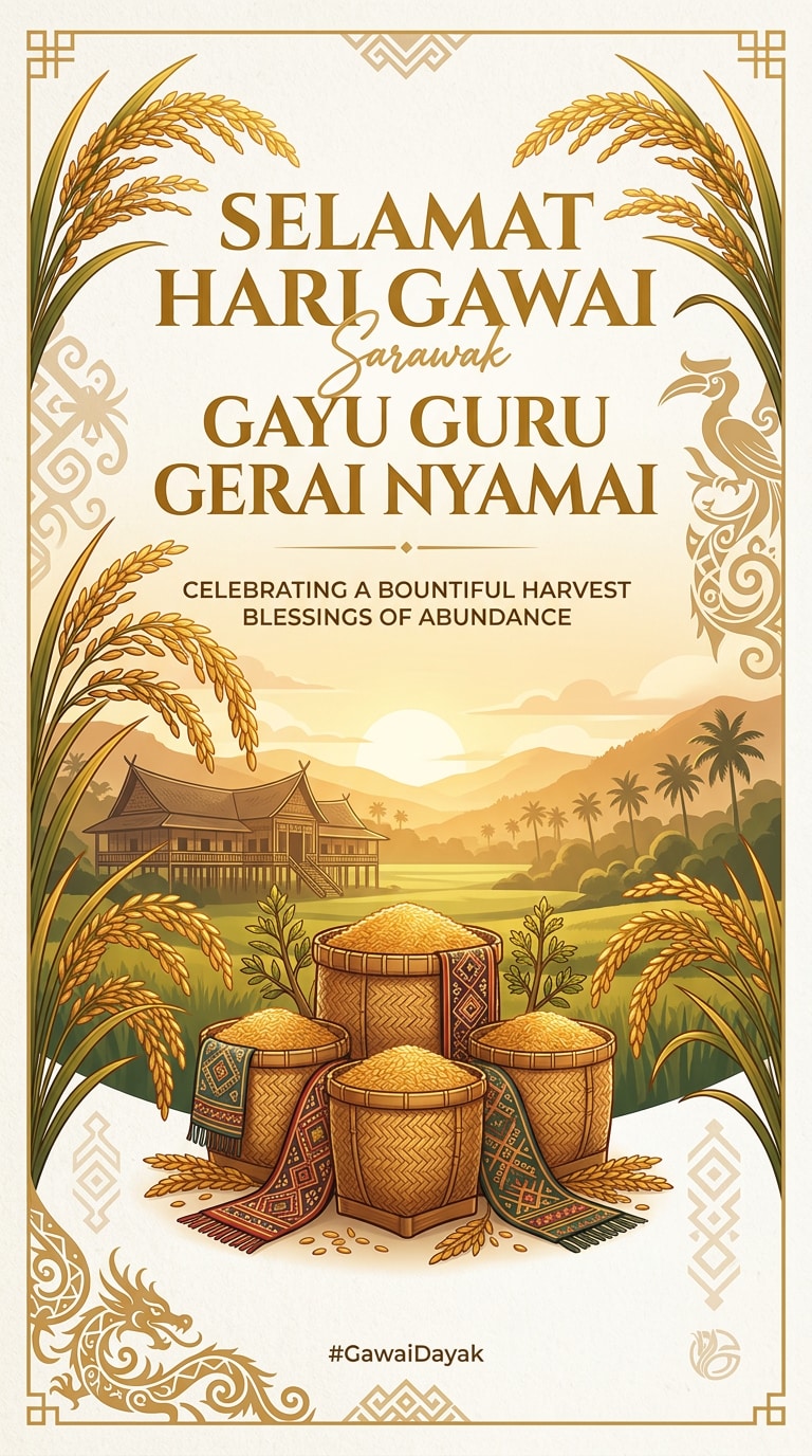 Cinematic Hari Gawai AI Poster Prompt