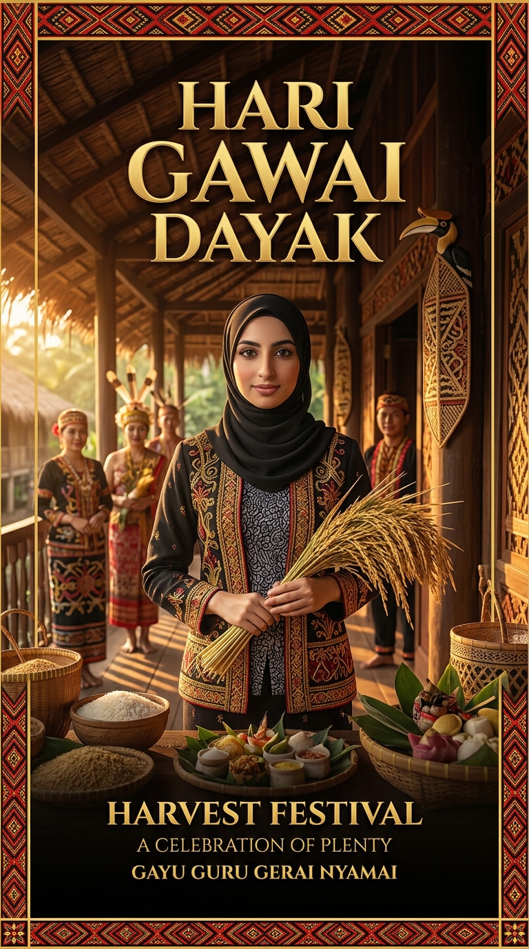 Pua Kumbu Inspired Hari Gawai Poster Design