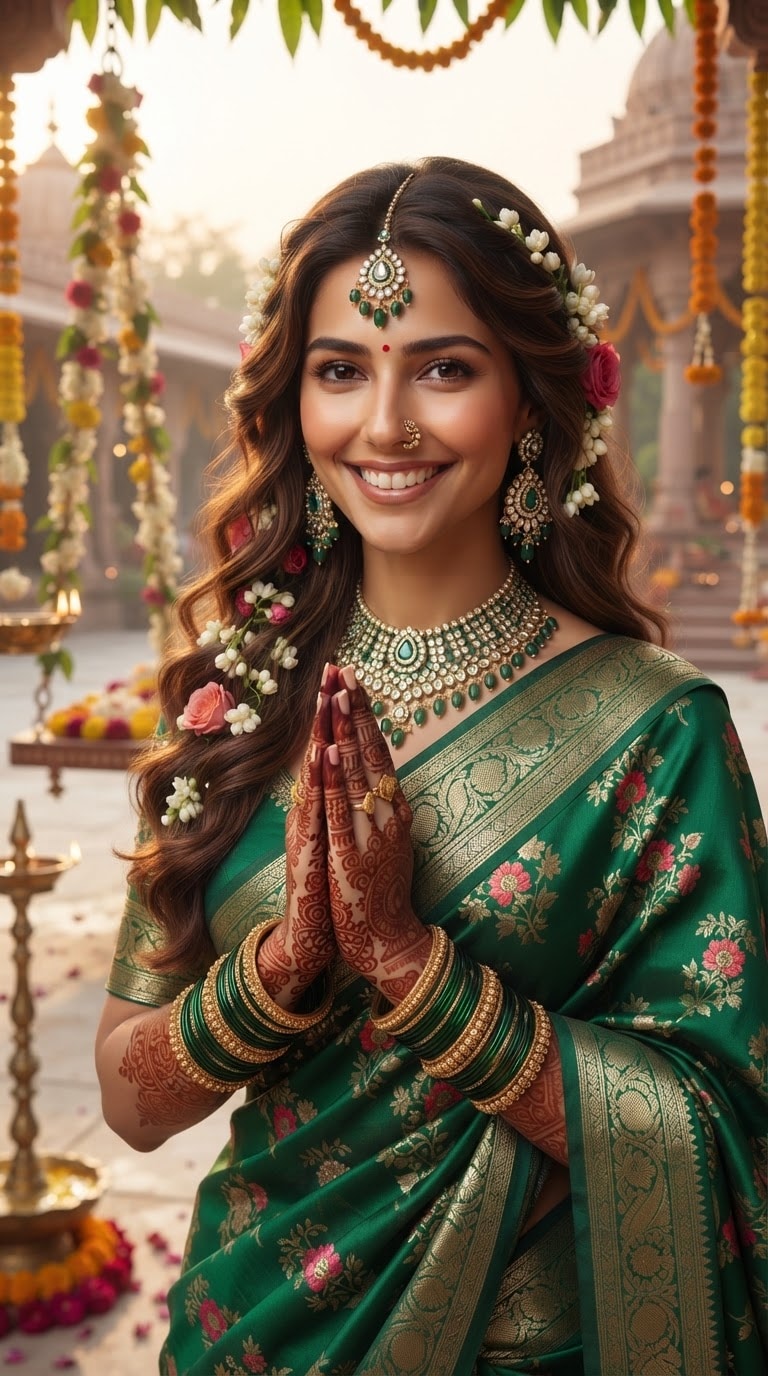 Green Bangles Teej AI Photo Prompt