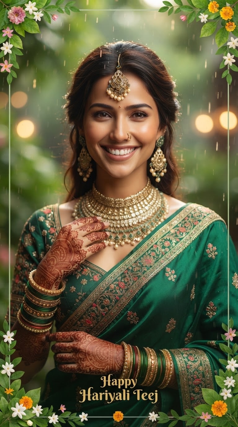 Happy Hariyali Teej WhatsApp DP AI Prompt
