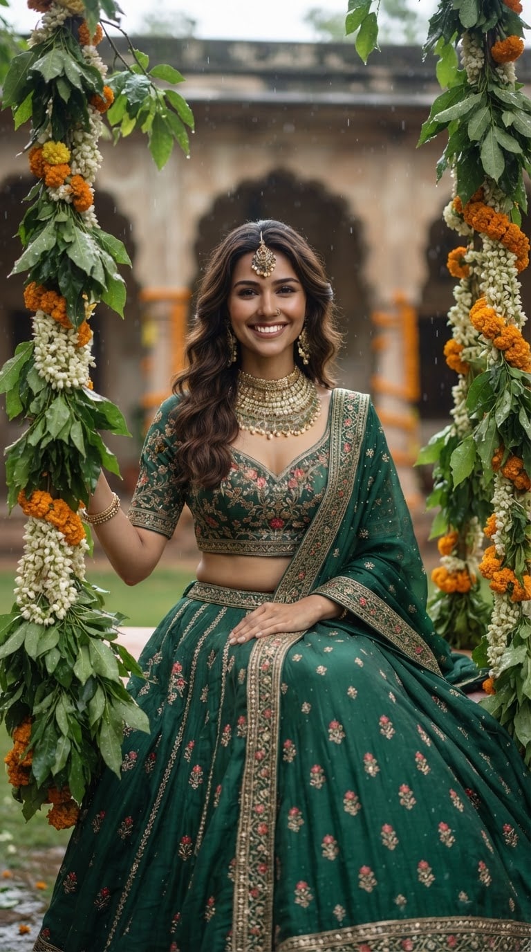 Hariyali Teej WhatsApp DP AI Image