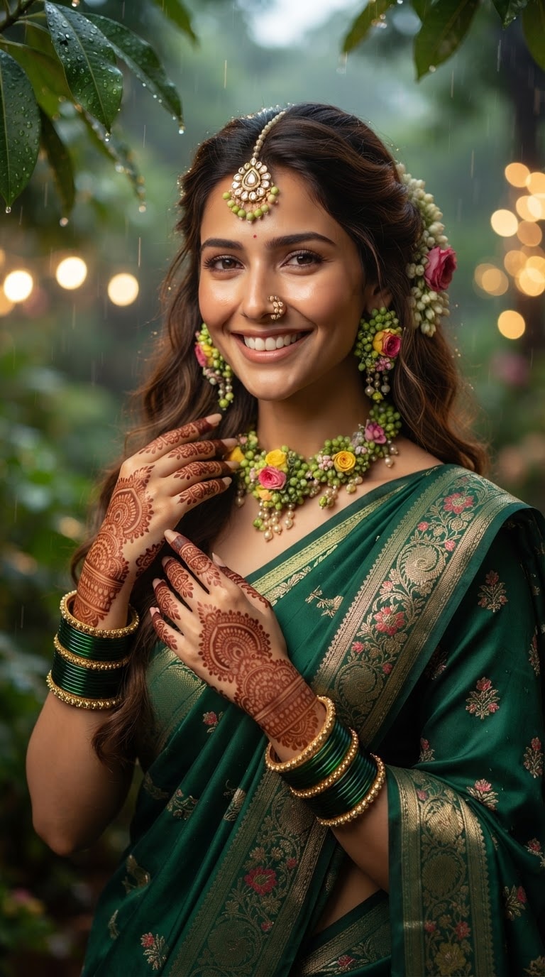 Mehndi Close Up Hariyali Teej AI Photo Prompt