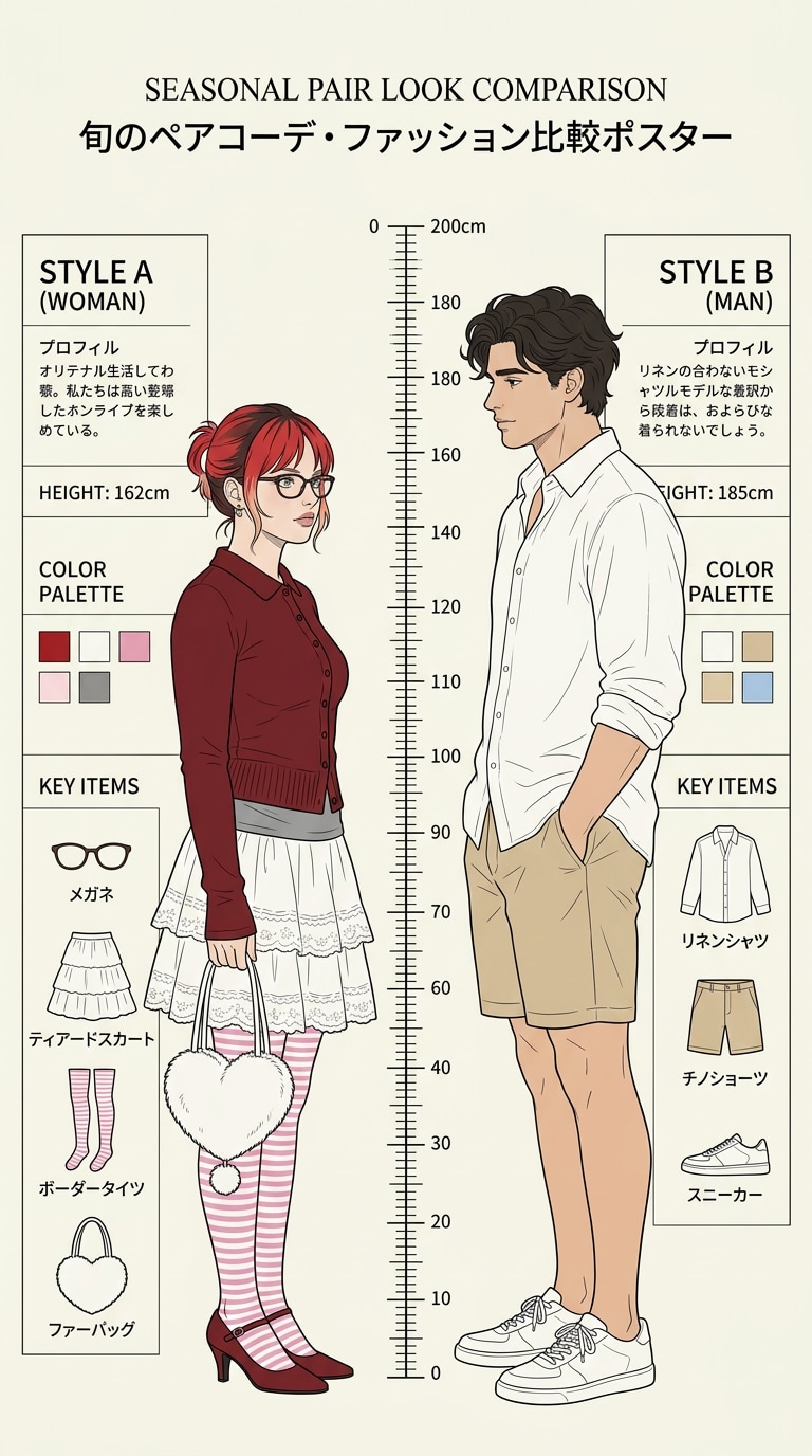 ファッション比較風ペアイラスト
