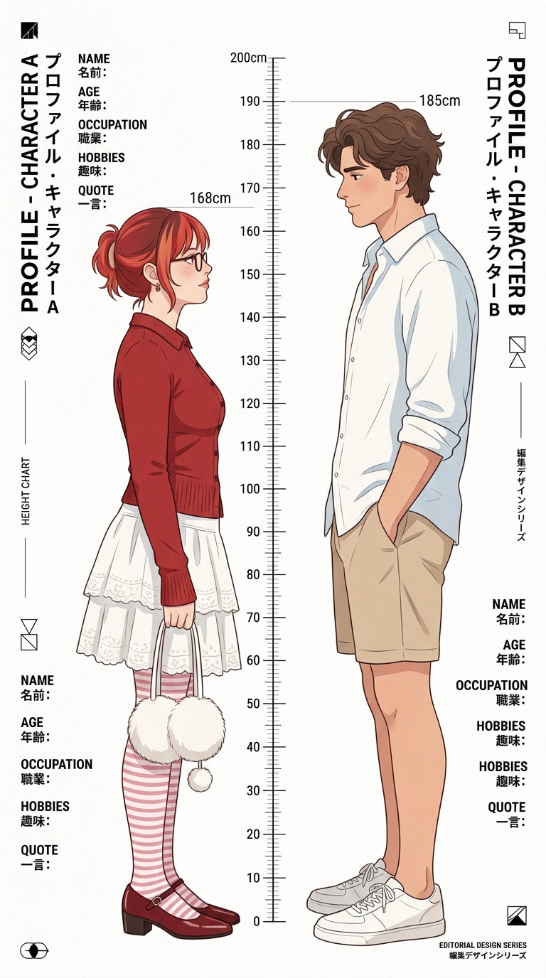 プロフィールカード風の2人イラスト